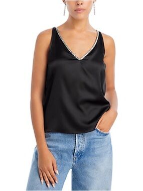 Generation Love‎ Dallas Chain Link Black Satin V-Neck Camisole Tank Top Size Med